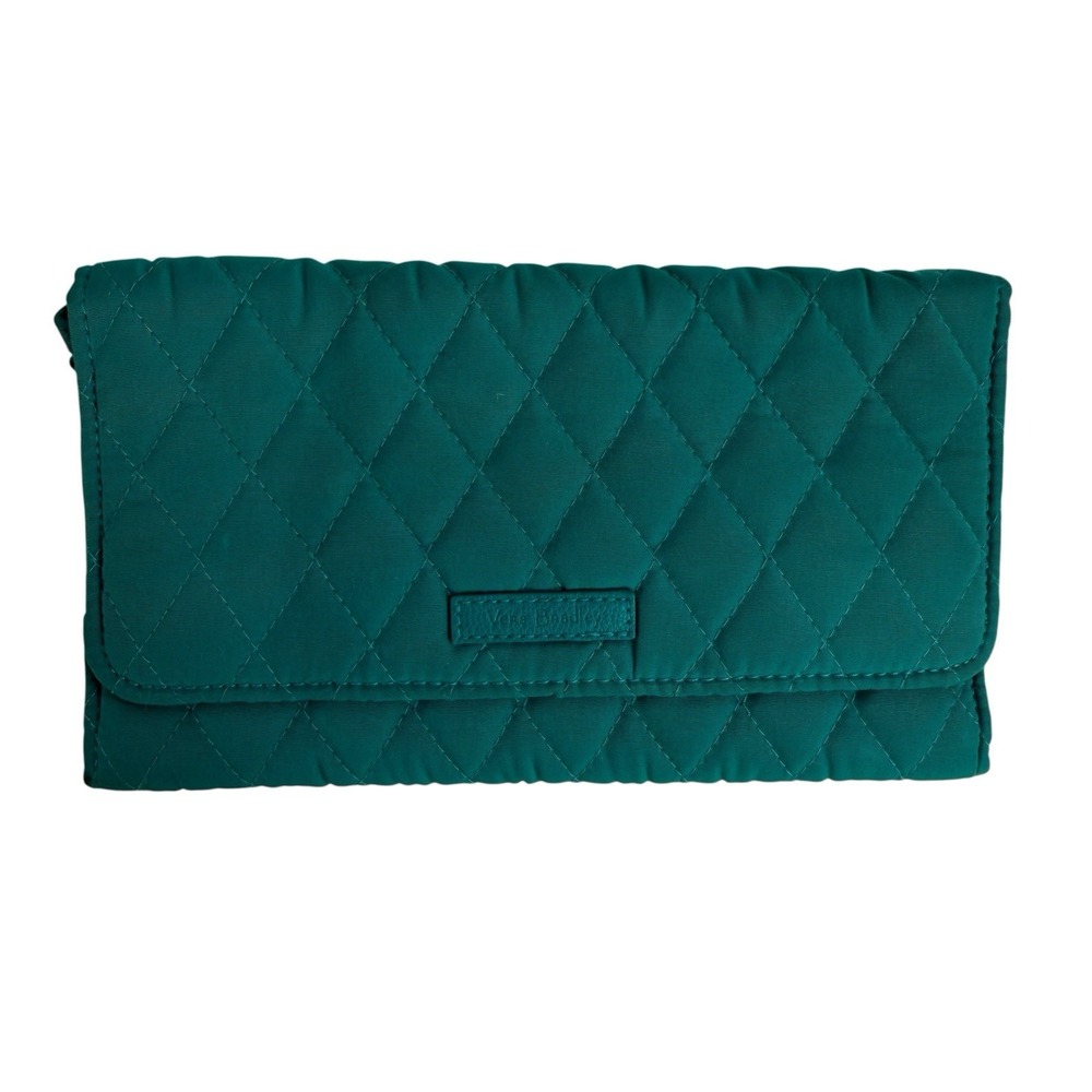 Vera Bradley Wallet Wristlet Quilted Turquoise Microfiber Smartphone ID Holder